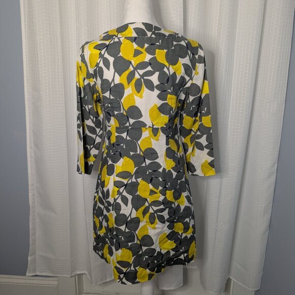 Boden 100% Linen Dress, Gray with Lemon Motif, Size 6R - Picture 6 of 7